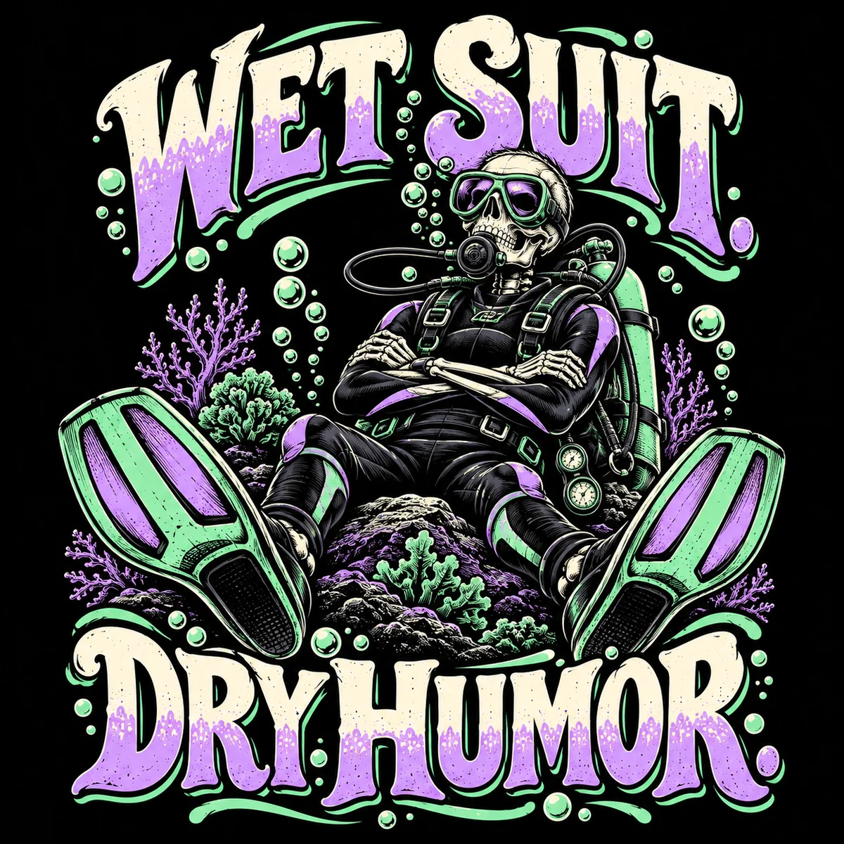 Wet Suit. Dry Humor.